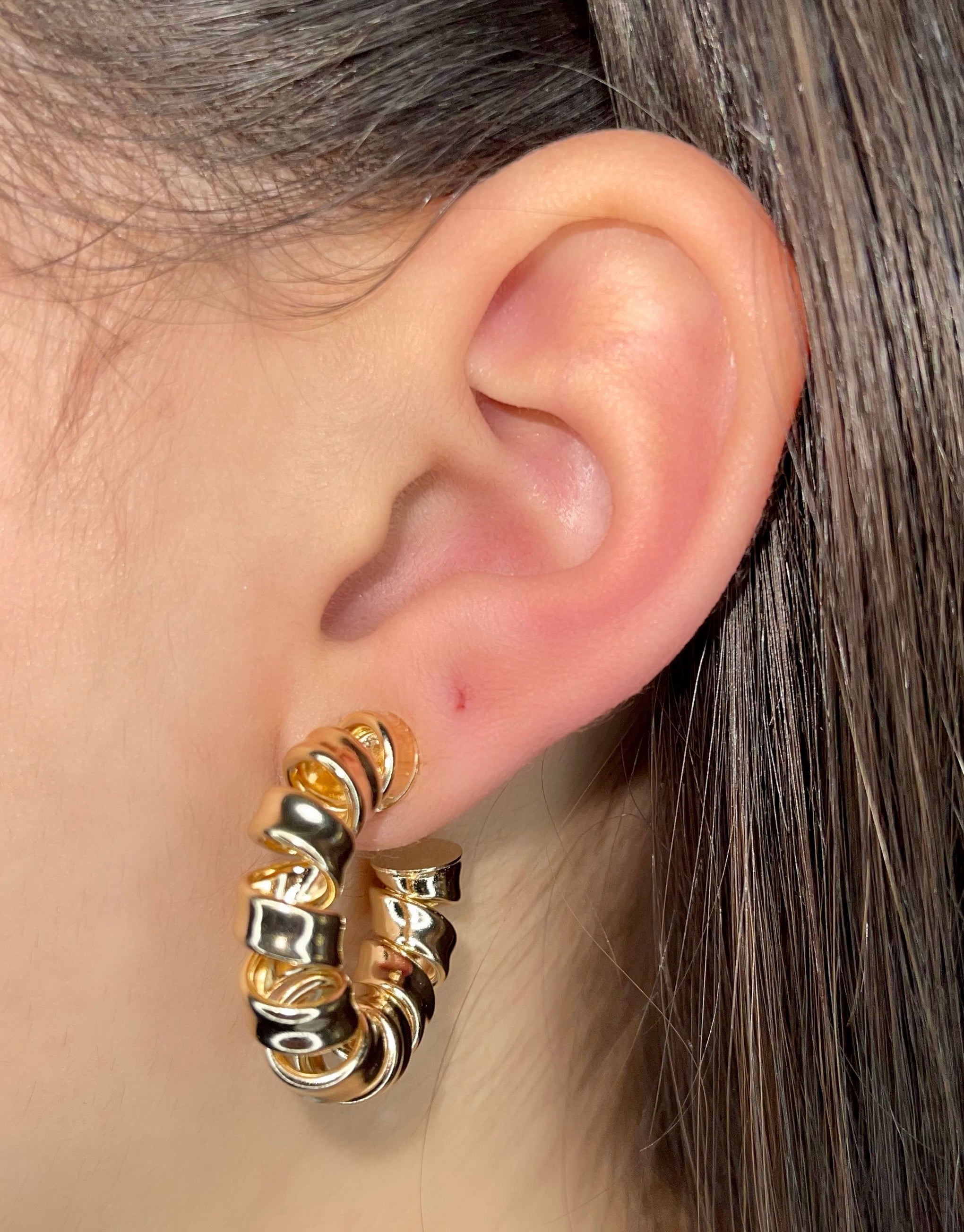 Earrings Gold Argola Spiral